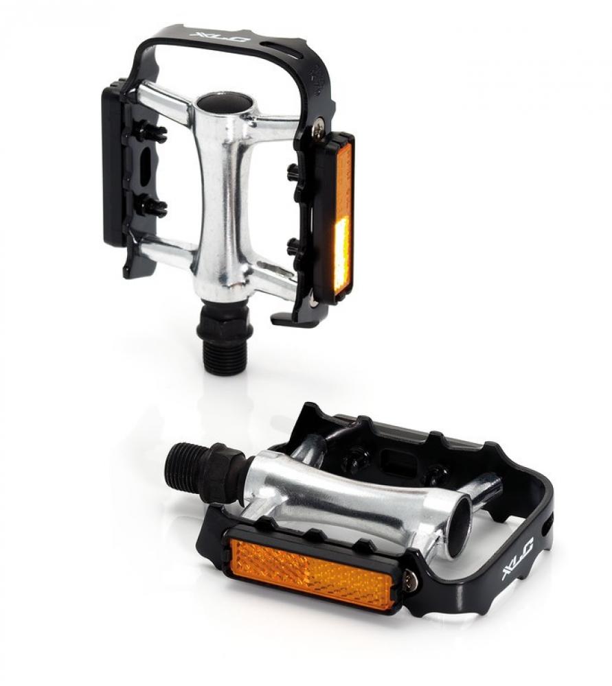 Flache Pedalpaare Pd M04 Aluminium Schwarz Silber