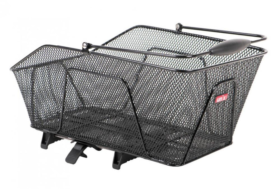 Unix Rosetto TopKlip Hinterradkorb, schwarz, 47x30x20 cm, 20 l Volumen, engmaschiges Stahlgewebe, längsorientiert, TopKlip-Befestigung, max. 10 kg Belastung