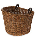Basil Vorderrad-Korb Darcy aus natur Rattan mit Lederriemen, 35x41x34 cm