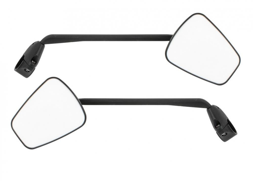 Zwei schwarze klappbare Zefal Espion Z56 Fahrradspiegel für Lenker.