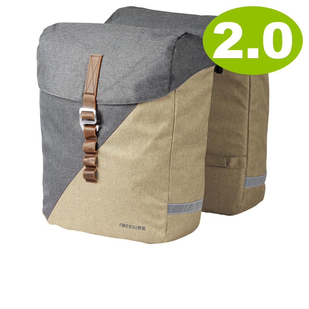 Racktime Doppeltasche Heda 2.0 desert sand dust grey - 24L Fahrradtasche - Dreifachtasche