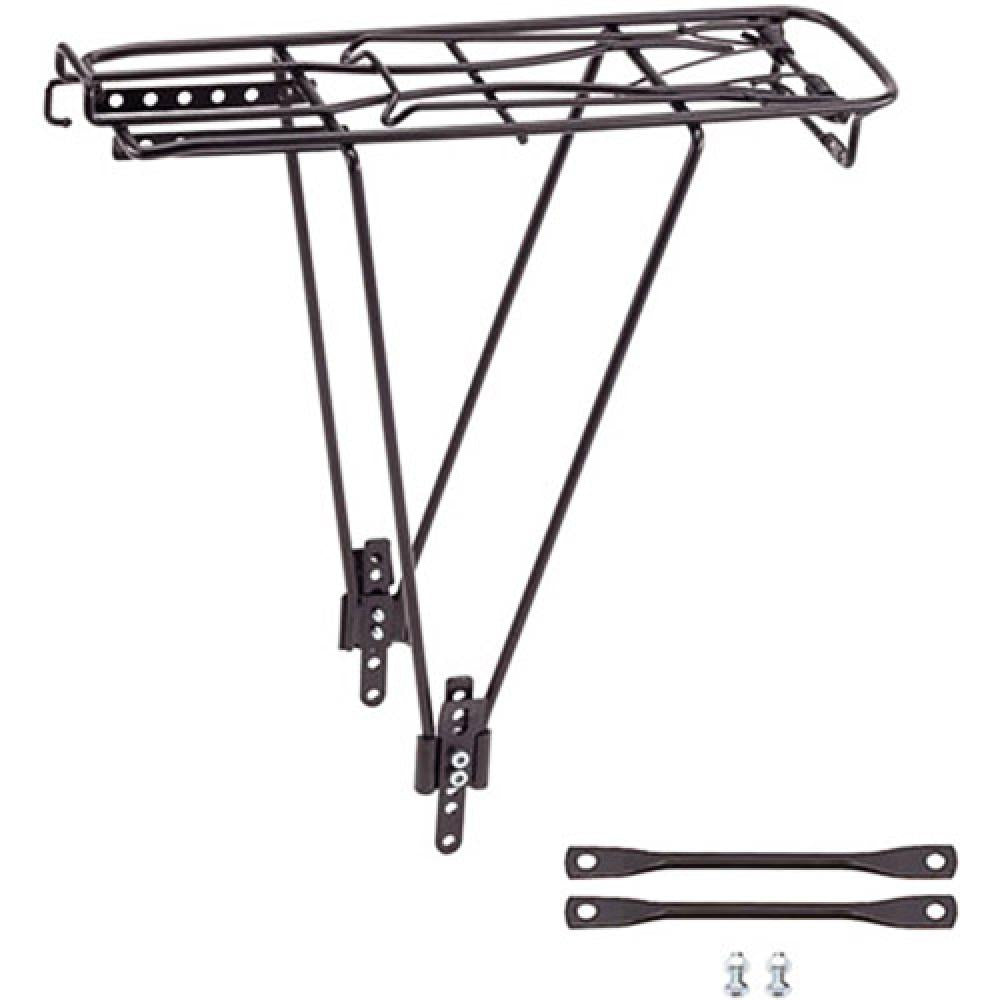 Gepäckträger 2 Bein Federklappe Mit Pumpenhalter Schwarz Stahl Verstellbar 26-28 Zoll