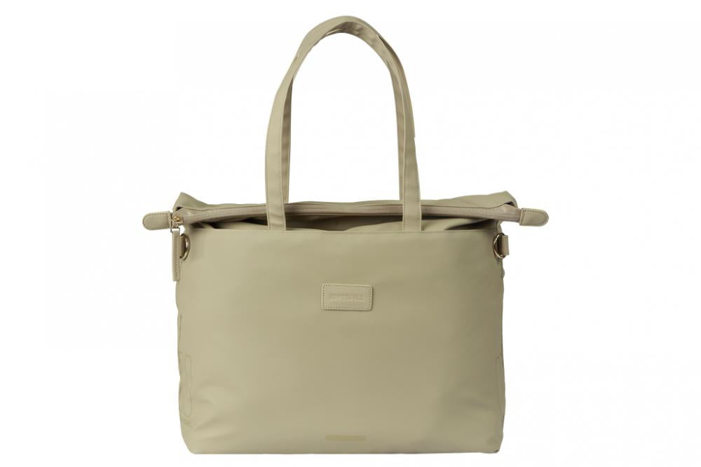 Basil Schultertasche Manhattan 12 Liter Taupe - wasserdichte Laptop-City-Fahrradtasche mit Hook-On-System