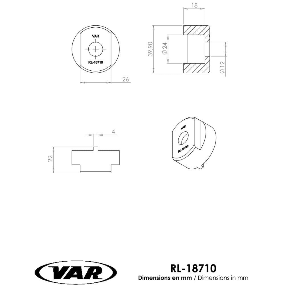 VAR Kassetten/Zahnkränze Freilaufkörperabzieher RL-18710 - Spezialwerkzeug für Single-Speed-Freilauf