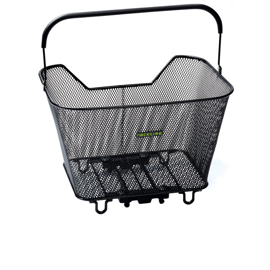 Racktime Baskit großer schwarzer Fahrradkorb mit Snapit Adapter für Gepäckträger.