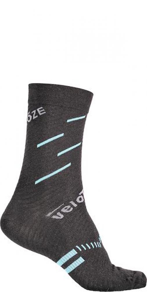 VeloToze Merino Kompressionssocken L/XL Schwarz/Blau - Aktive Kompression & Temperaturregulierung