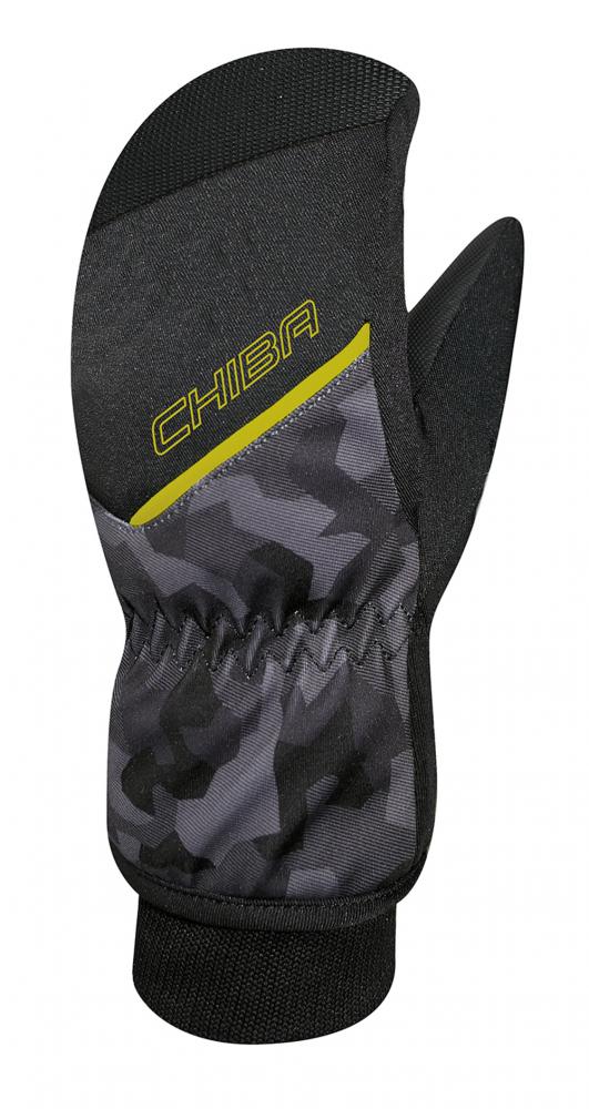 CHIBA Snow Flash Mitten - wasserdichte Winter-Fahrradhandschuhe, Größe 4, Tarn/neong