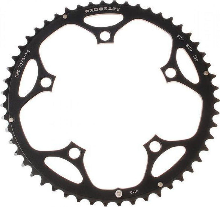 Procraft Kettenblatt RR 110 BCD 9-fach 52 Z Schwarz - Eloxiert & CNC-präzise