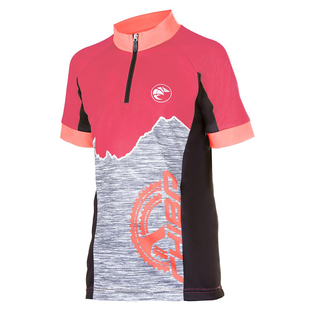 CHIBA Watzmann Shirt Kids - Fahrradtrikot Kinder XL pink, atmungsaktiv, Rückentasche