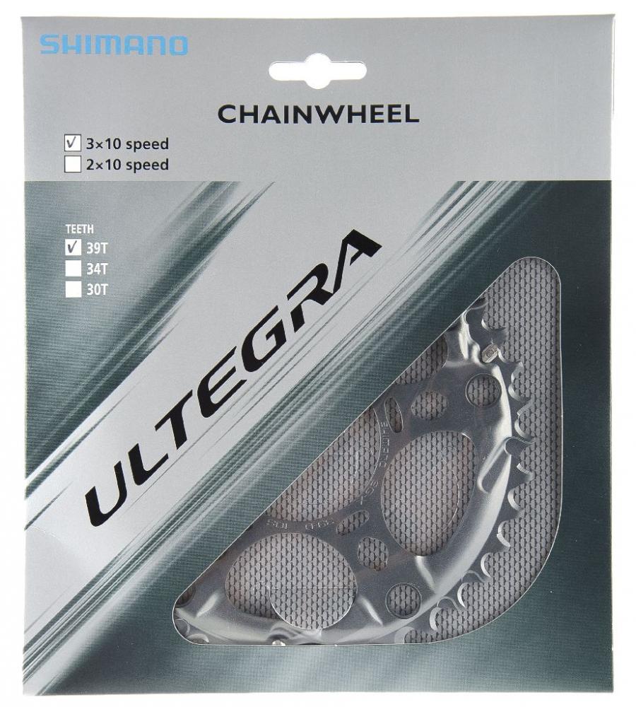 SHIMANO ULTEGRA FC-6703 Kettenblatt 39 Zähne Silber für präzisen 3x10 Rennrad-Antrieb.