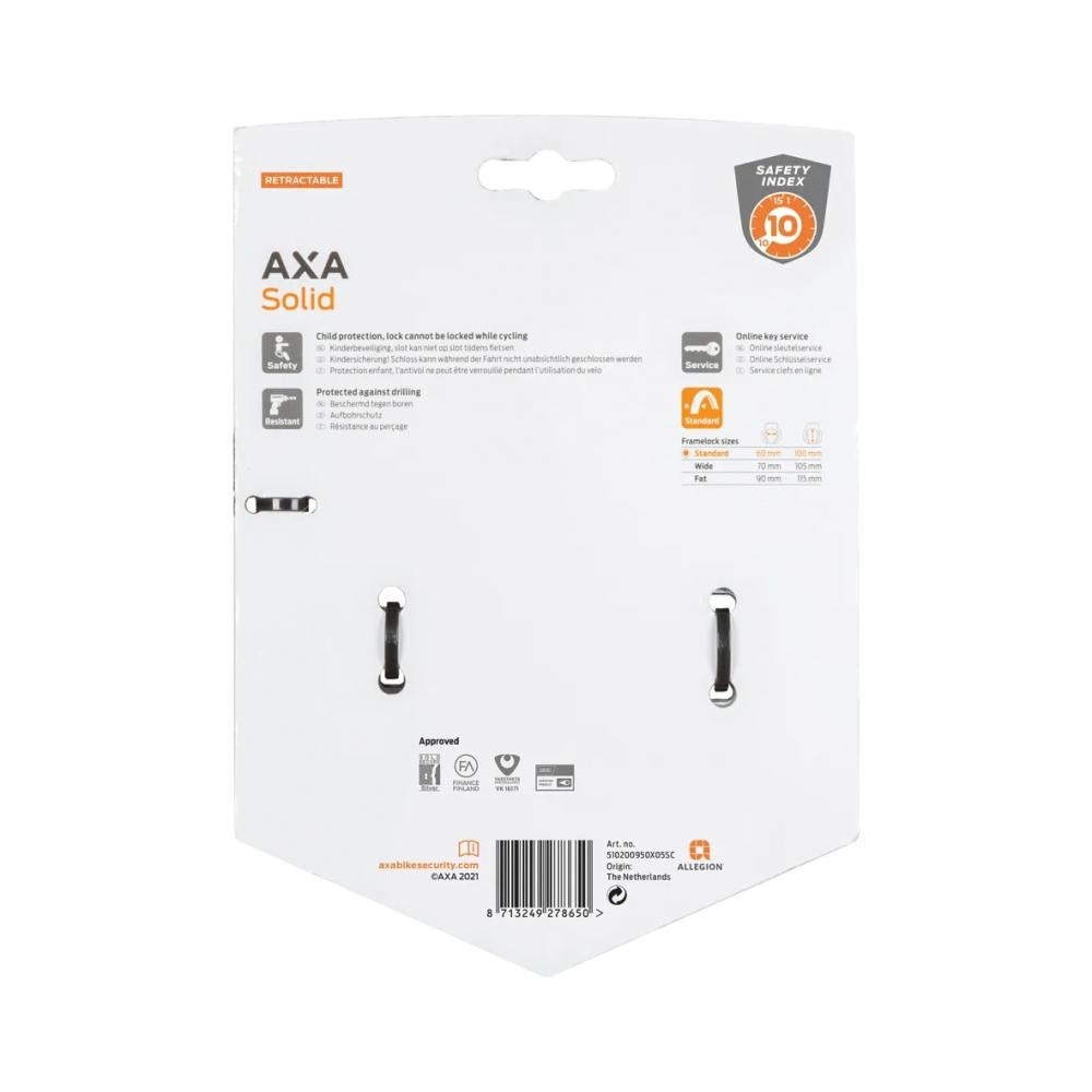Rahmenschloss AXA Solid Retractable schwarz, Schlüssel abziehbar