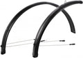 CONTEC Radschutzgarnitur "Splash Protect"nKunststoff, ohne KontaktierungnSB-verpackt, mit Single Clip Befestigung und 3,4mm schwarz gepulverten Stahlstreben, Vorderrad mit Mini Clip XL Sicherheitssystem, 28" - 58mm breit, schwarz glänzend