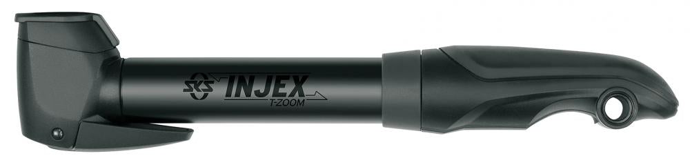 SKS Minipumpe Injex T-Zoom Black - 256mm, Multi Valve Head, Teleskop-Funktion, bis 10 bar, ergonomischer T-Griff, inkl. Halter