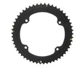 Schwarzes Campagnolo Super Record 12s Kettenblatt 52z, 112mm Lochkreis, für Rennräder, isoliert auf weiß.