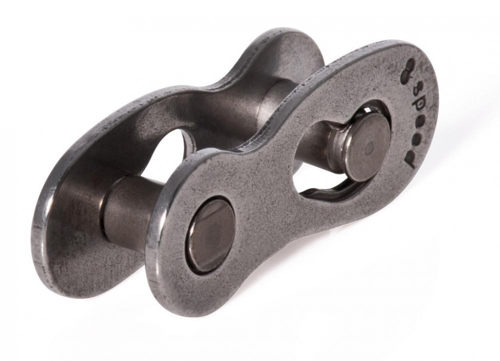 XLC-Link Kettenverschluss CC-X05 für 6/7/8-fach Schaltungsketten, graues Metall mit '8 speed' Schriftzug.