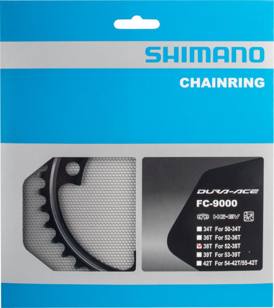 SHIMANO Kettenblatt DURA-ACE FC-9000 38T Schwarz - präziser Antrieb für Rennräder
