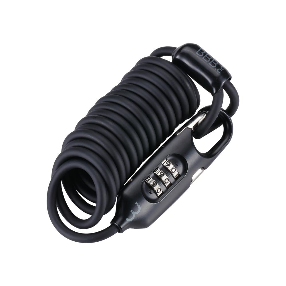 Schloss Coilsafe 4,8mm X 1800mm Schwarz - Kompaktes Fahrradspiralkabelschloss