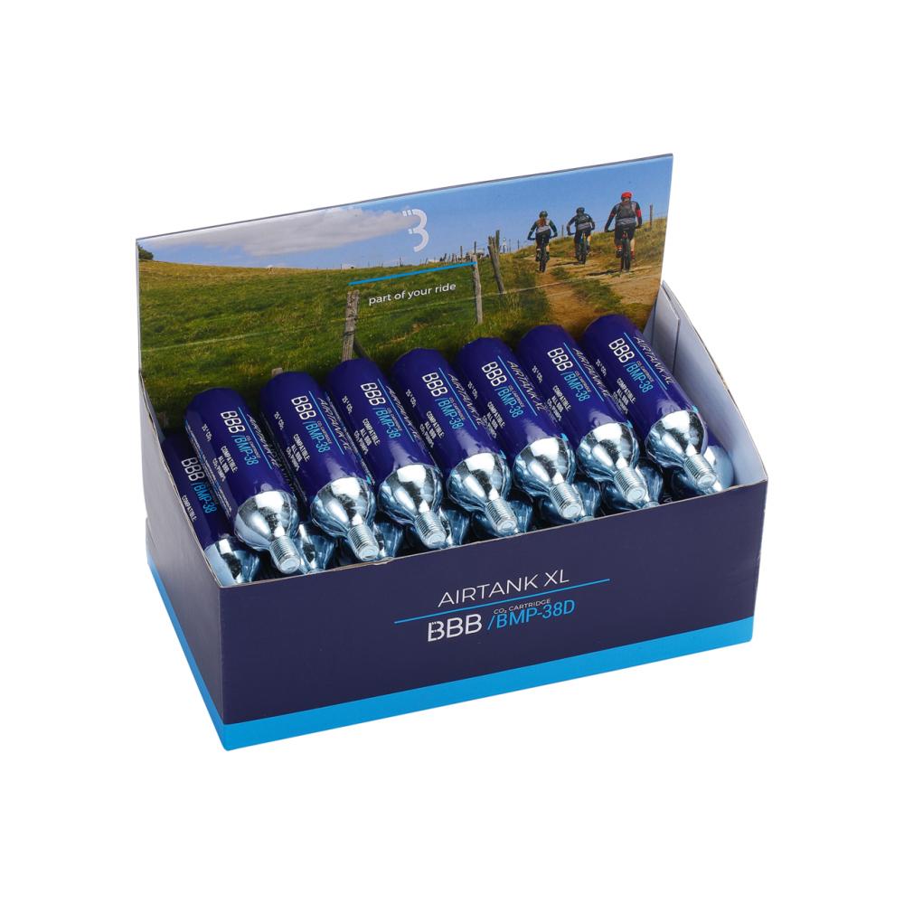 BBB Cycling Airtanks XL CO2 Kartuschen, blau, für schnelle Fahrradreifenbefüllung unterwegs.