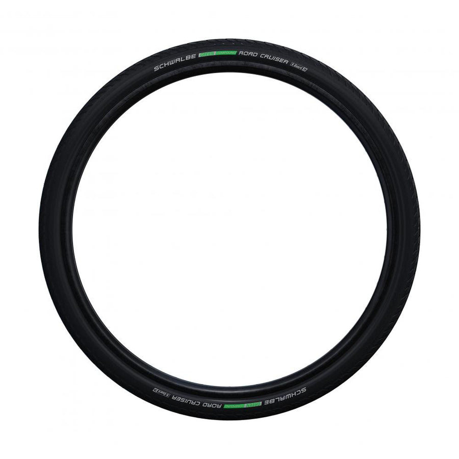 Schwalbe Road Cruiser Drahtreifen, schwarzer Fahrradreifen mit Green Compound, Größe 14x1.45