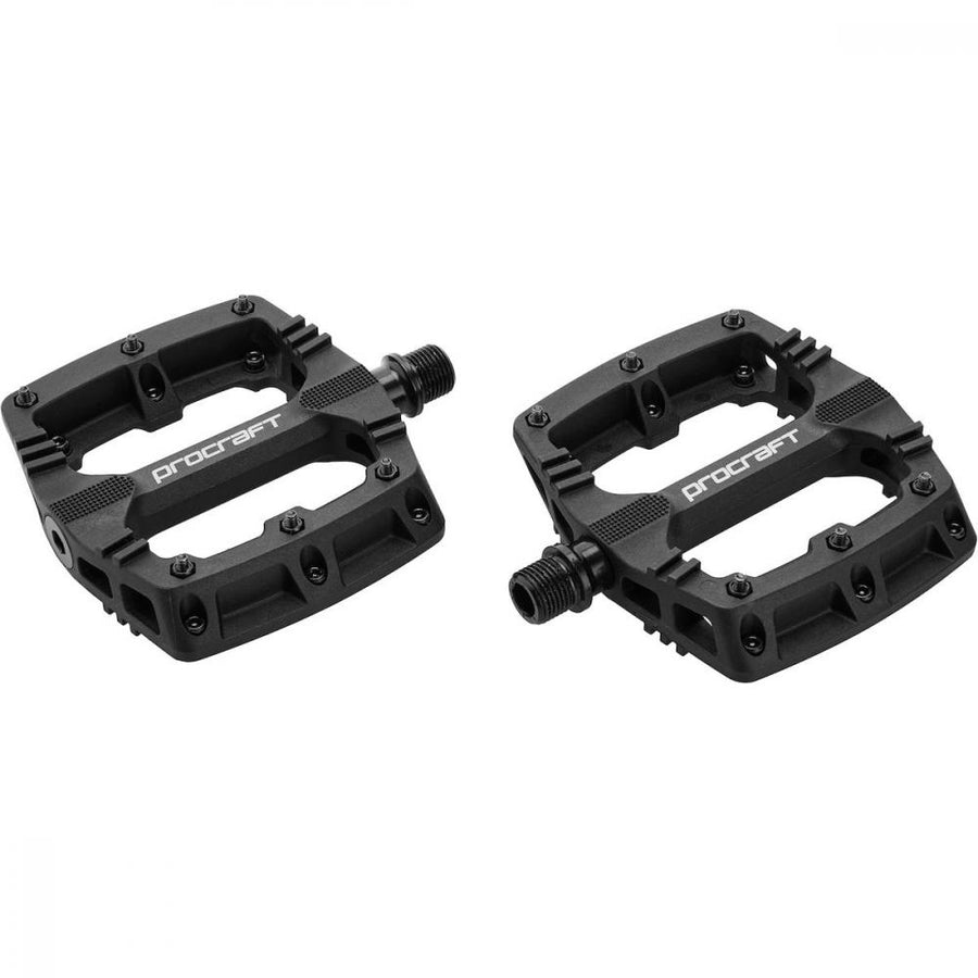 Procraft Pedale Small Grip Essential Kunststoff 102 x 100 mm Schwarz - kompakte Flatpedals mit Top-Grip