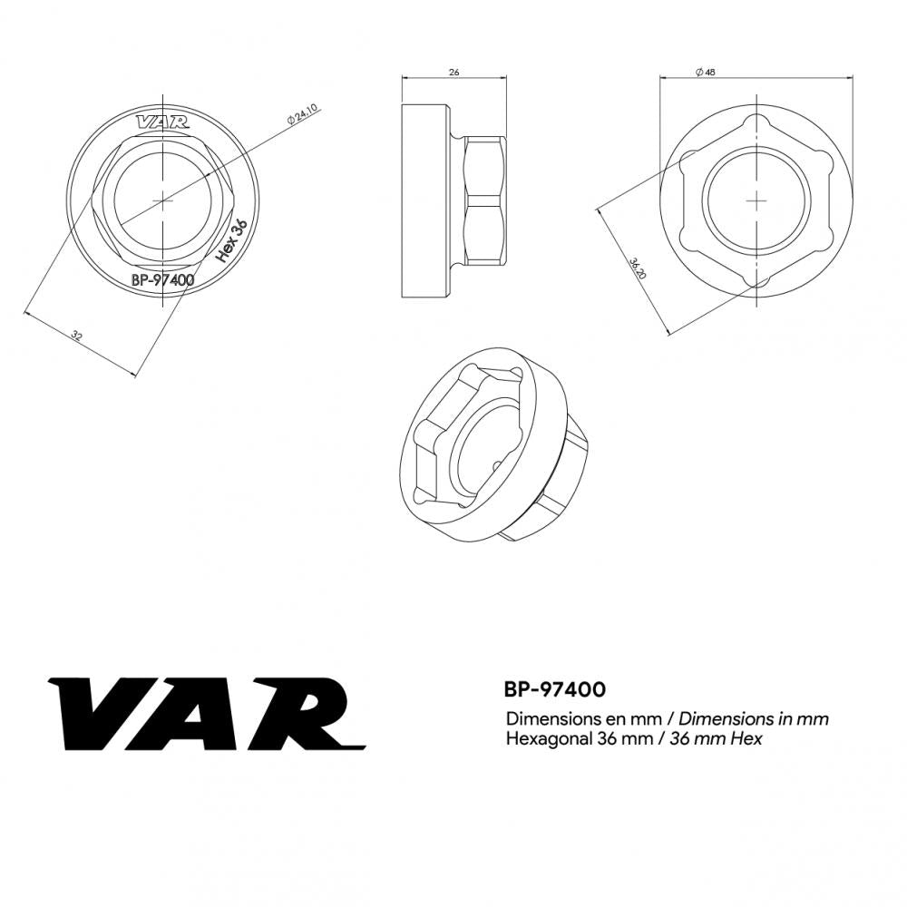 VAR Verschlussringe Innenlagerwerkzeug BP-97400 YAMAHA PW-SE/PW-TE 36 mm - Präzises E-Bike-Montagewerkzeug
