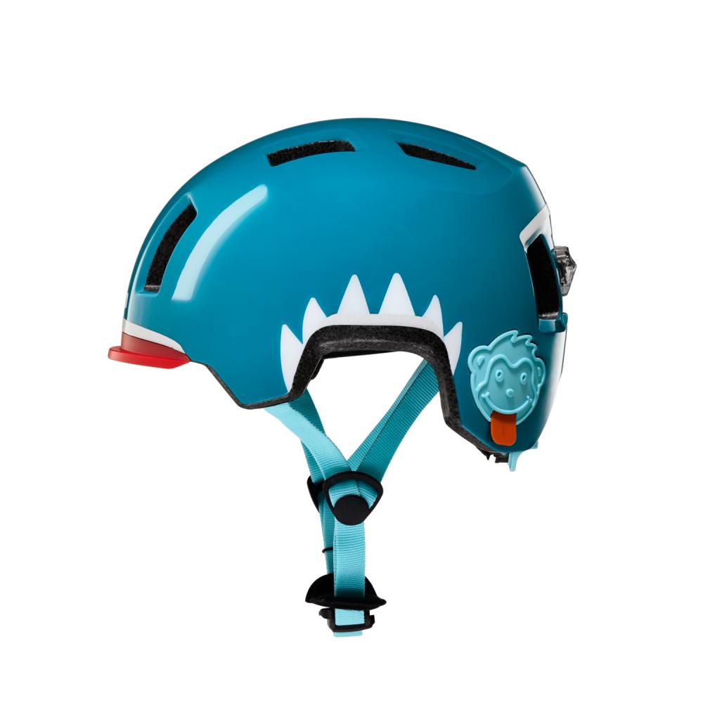 AFFENZAHN Helm Hai Petrol Größe M 50-56cm Kopfumfang mit Sicherheits-Rücklicht
