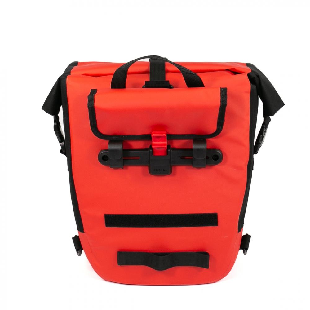 Haberland Bike-Rucksack H2O schwarz/rot - wasserdichte Gepäckträgertasche mit Tragesystem