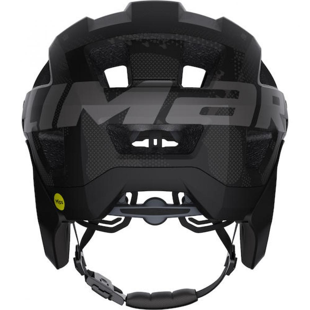 Limar Etna + Mips Enduro-Fahrradhelm in Mattschwarz Titanium, Rückansicht, maximaler Schutz.