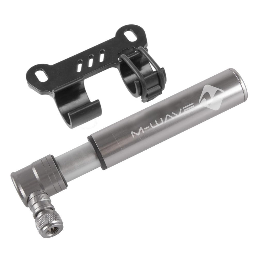 M-Wave MiniatAir Aluminium-Minipumpe 120 mm - 6,2 bar / 90 psi, kompatibel mit AV / DV / FV, inkl. Rahmenhalter