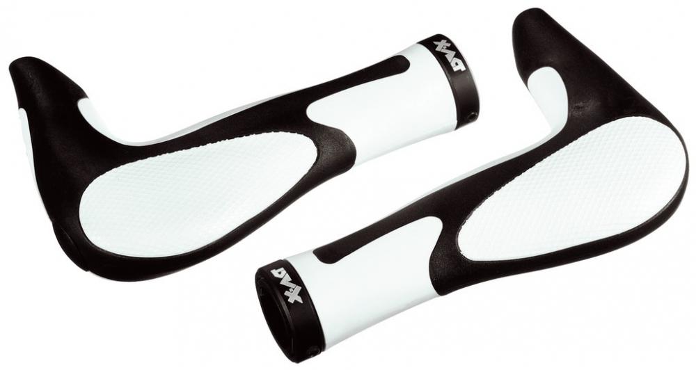 Ergotec MTB-Ergo-Griffe AKSB 09, schwarz-weiß, ergonomisch geformte Fahrradlenkergriffe.