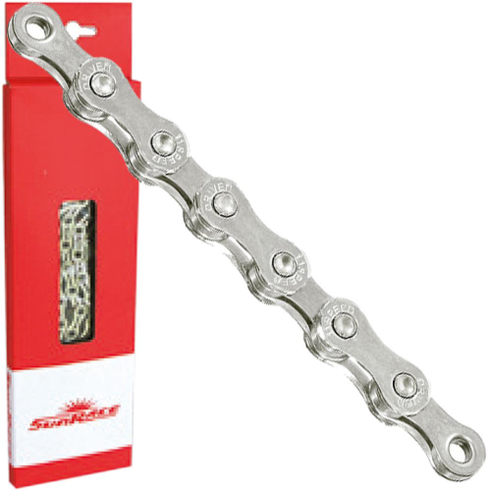 SunRace CN11A Kette 11-fach 116 Glieder - Fahrradkette mit Easy-Link-Kettenschloss, Silber
