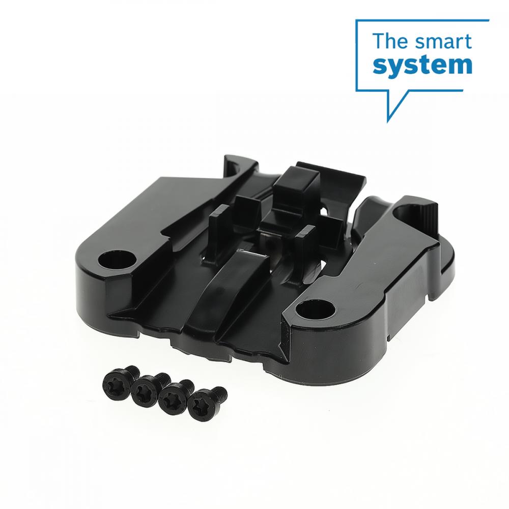 Bosch Anschraubplatten-Kit PowerTube 800 horizontal schlossseitig, schwarz, mit Schrauben für sichere Akku-Befestigung.