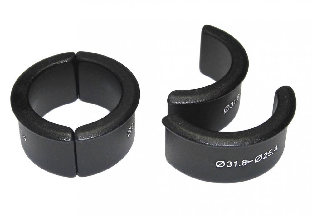 Hülsen-set Ergotec Schwarz Alu, Für Vorbauten (31,8mm Auf 25,4mm)