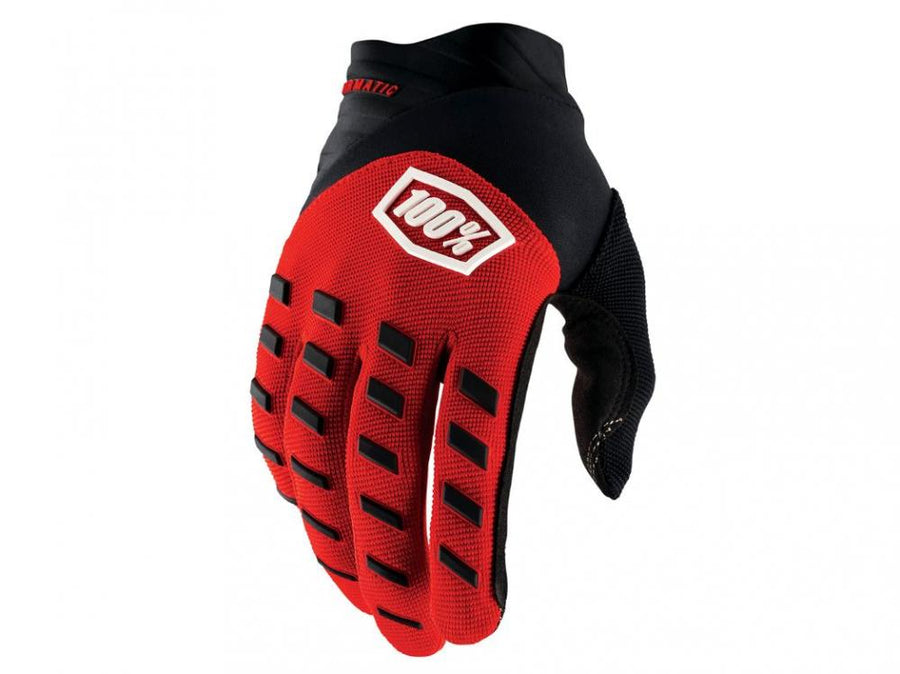 100% Airmatic Youth Gloves M Red/Black - robuste MTB-Kinderhandschuhe mit Schutz & Komfort