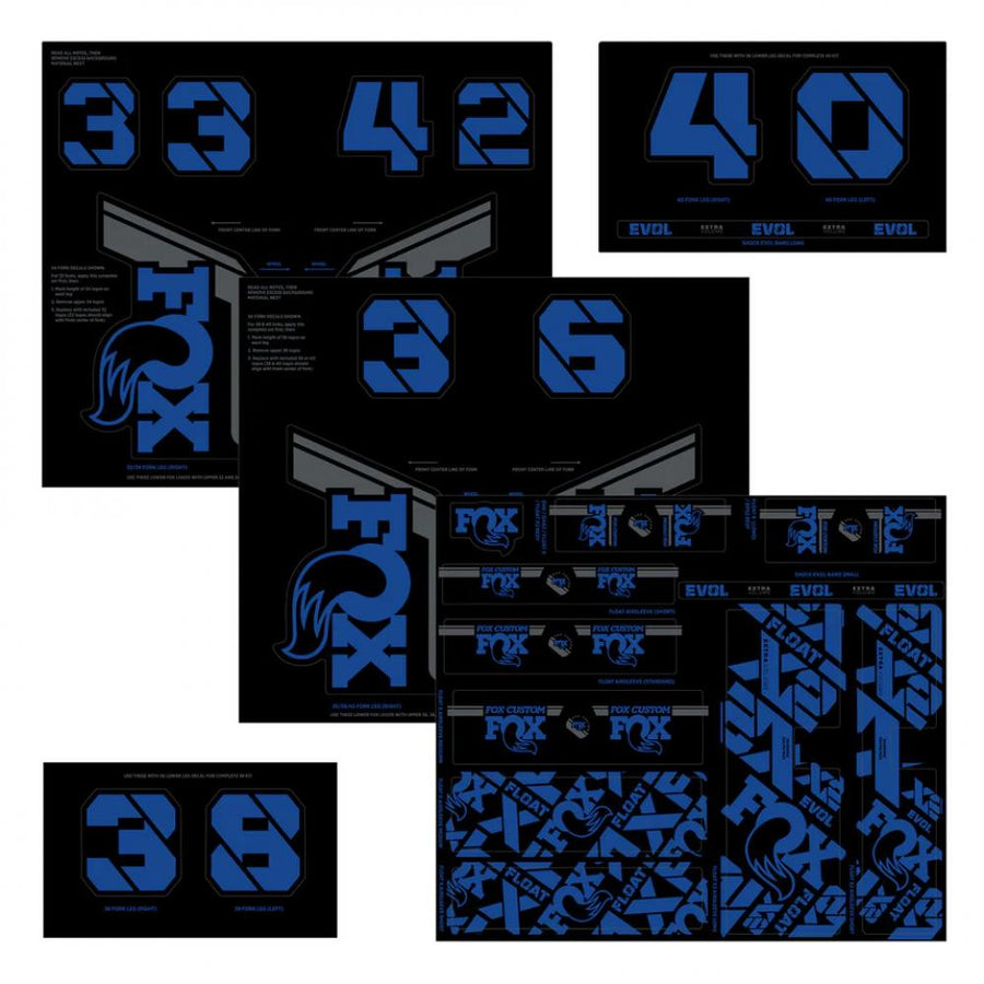 FOX FOX Decal 2021 AM Custom, blau - individuelles Gabel- & Dämpfer-Dekor der aktuellen Generation