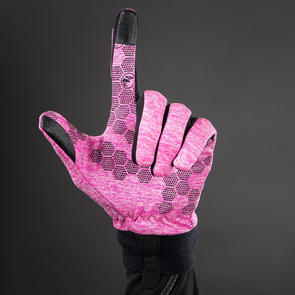 CHIBA Allround Light - Radhandschuhe pink, Größe M, Polartec-Fleece, Touchfunktion, reflektierend