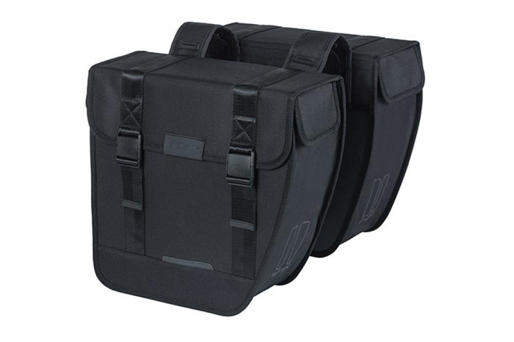 Basil Tour Fahrrad Doppeltasche 28L schwarz - wasserabweisend & formstabil mit Universal Bridge System - Dreifachtasche