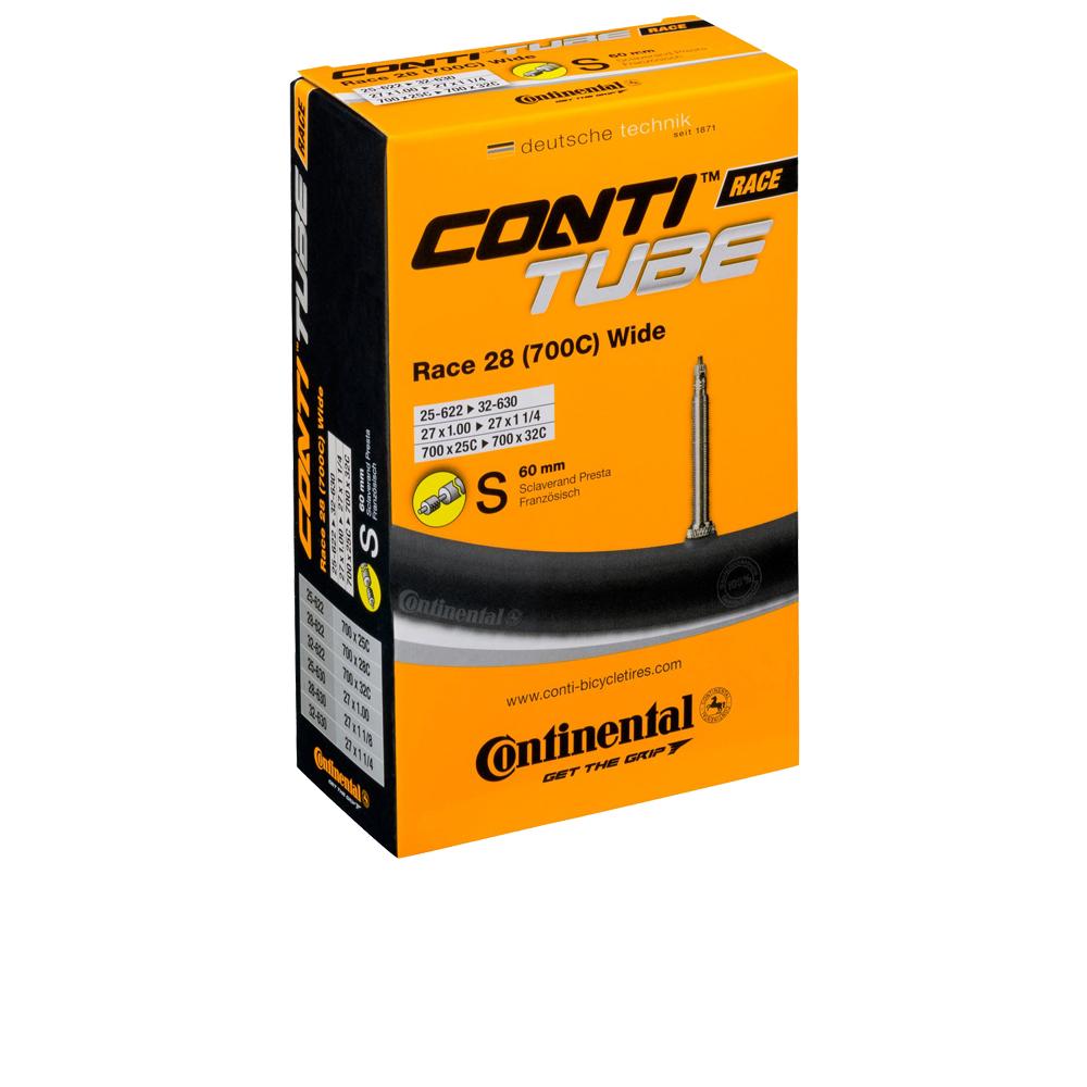 Continental Race 28 Wide S60 Fahrradschlauch, 28" Rennrad, 25-32mm, SV 60mm, pannensicher, leicht.