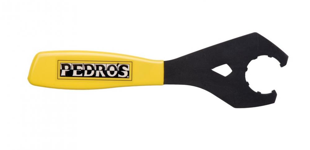 Pedros Innenlagerschlüssel 8-Zahn für Shimano. Gelbes Fahrradwerkzeug zum Entfernen und Installieren von Tretlagern.