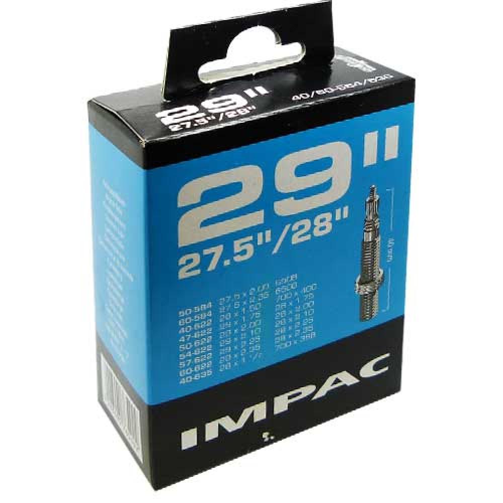 Verpackung des Impac Fahrradschlauchs 29x1.75-2.35", 47/60-622, SV 40mm für 27.5", 28" und 29" Reifen.