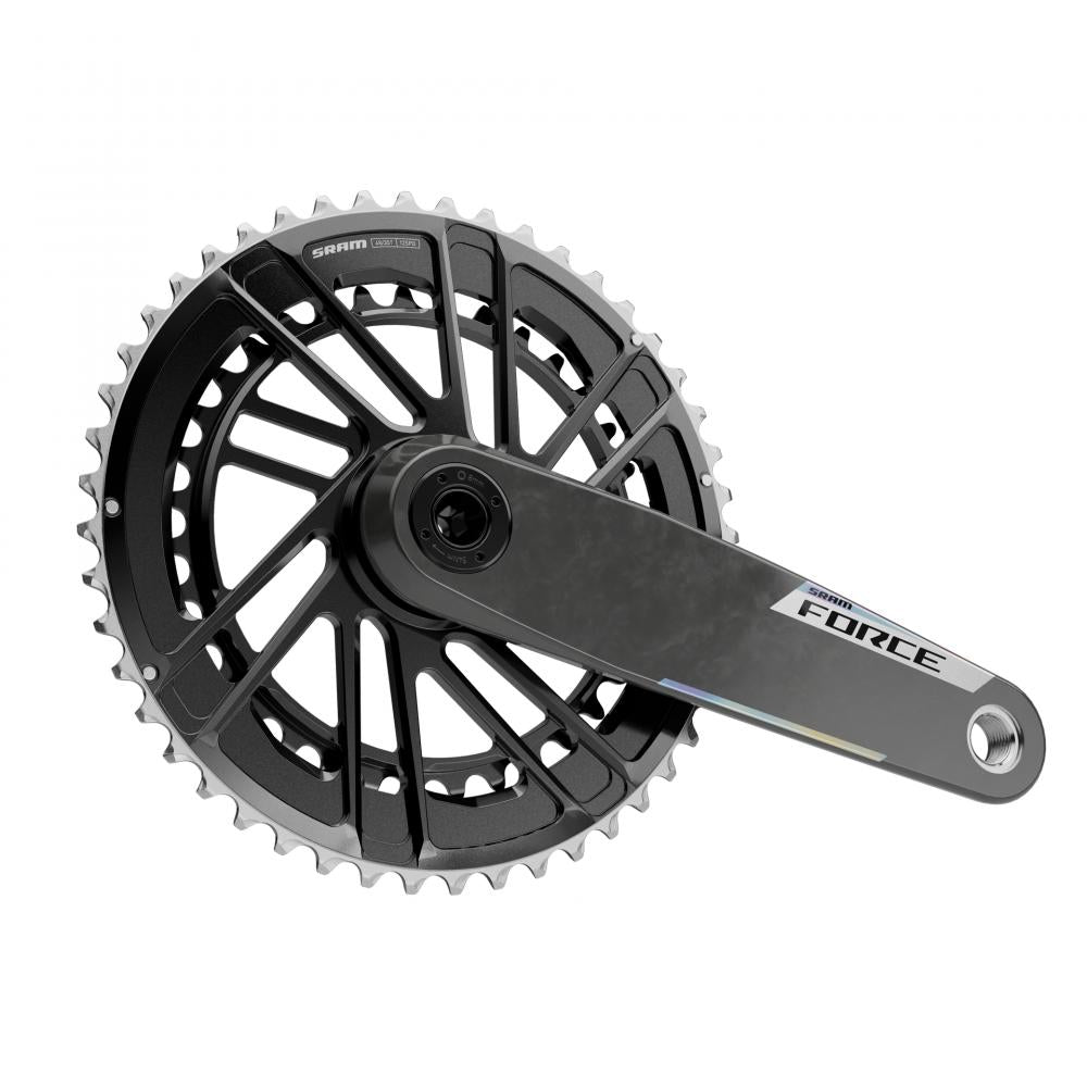 Schwarze SRAM Force E1 Kurbelgarnitur 170mm 46-33T. Leichte, steife 2x12-Performance.
