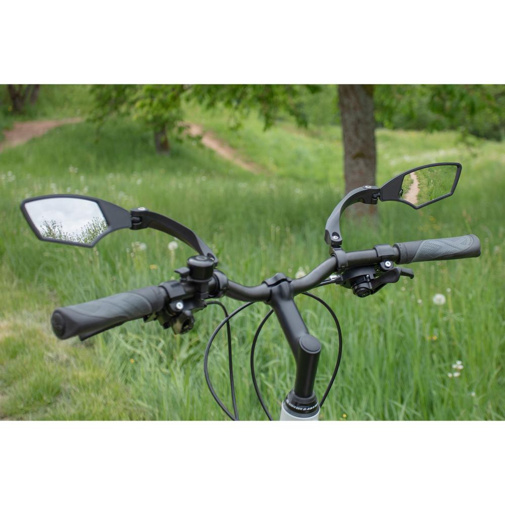 M-Wave Spy Space Fahrradspiegel links am Lenker, 3D-verstellbar, Echtglas, schwarz, E-Bike geeignet.