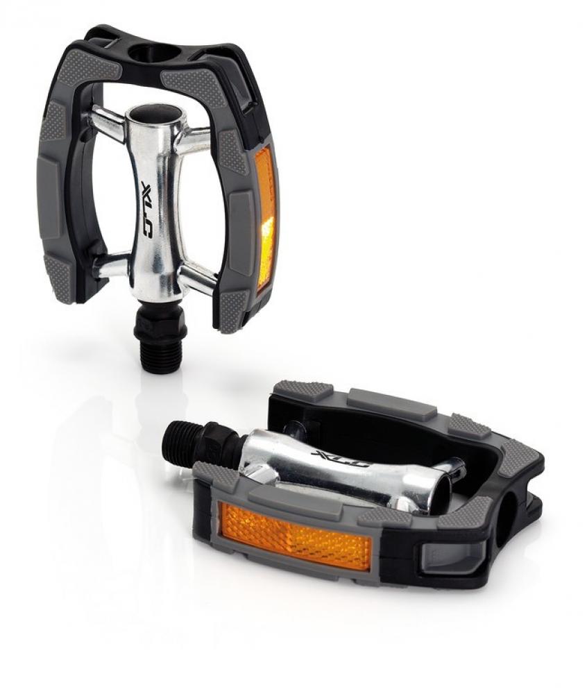 City-/comfort-pedal Pd-c07: Aluminiumkörper Mit Kunststoffummantelung, Anti-rutsch-auflage, Cromo-achse, Kugellagerung, 101x80 Mm, Reflektoren, Schwarz/silber/grau