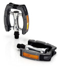 XLC City-/Comfort-Pedal PD-C07: Aluminiumkörper mit Kunststoffummantelung, Anti-Rutsch-Auflage, CroMo-Achse, Kugellagerung, 101x80 mm, Reflektoren, schwarz/silber/grau