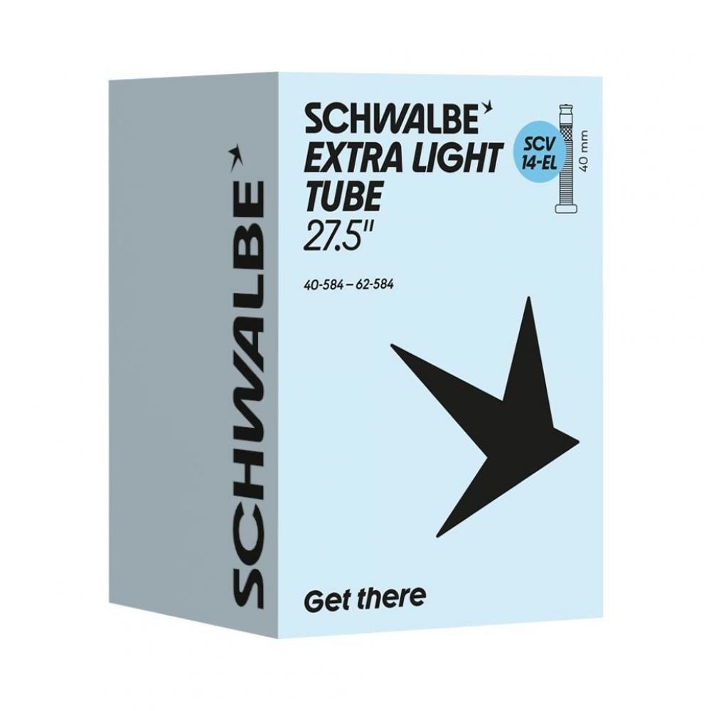Schwalbe Schlauch Nr. 14-EL Extralight 27 - Zoll - 40-584 bis 62-584 - Clik Valve SCV 40 Millimeter - 135 Gramm - Butyl - Fahrradschlauch
