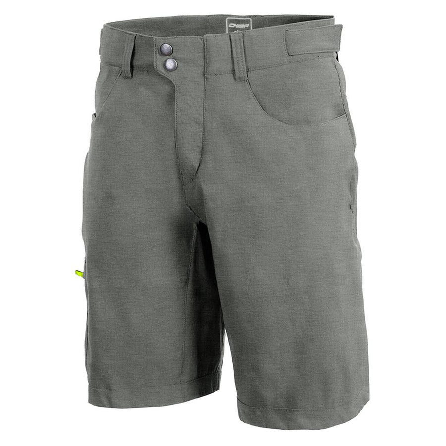 CHIBA Baggy Pants Kids - Radhose für Kinder, S, anthrazit/apfelgrün, mit Innenhose