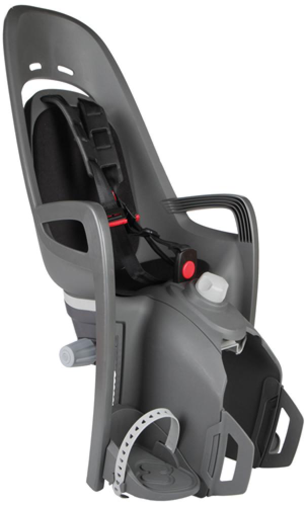 Fahrrad-Kindersitz Hamax Zenith Relax grau/schwarz mit Gepäckträgerbefestigung.