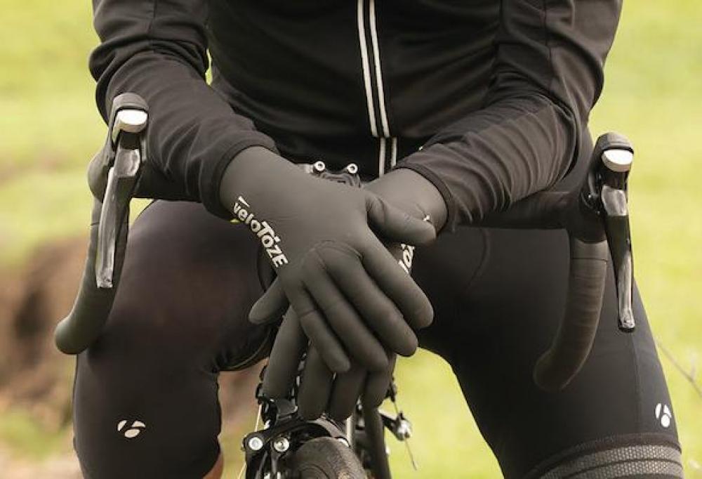 VeloToze Handschuhe wasserdicht L schwarz - warme, wind- & wasserdichte Radhandschuhe