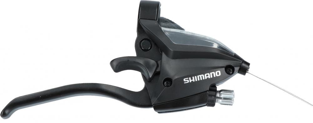 St-ef500 7-fach Schalthebel Und Bremshebel Rechts, 4-finger, V-brake, 2050mm Schaltzug, Schwarz, Mit Ganganzeige, Griffweiteneinstellung, Alu/stahl