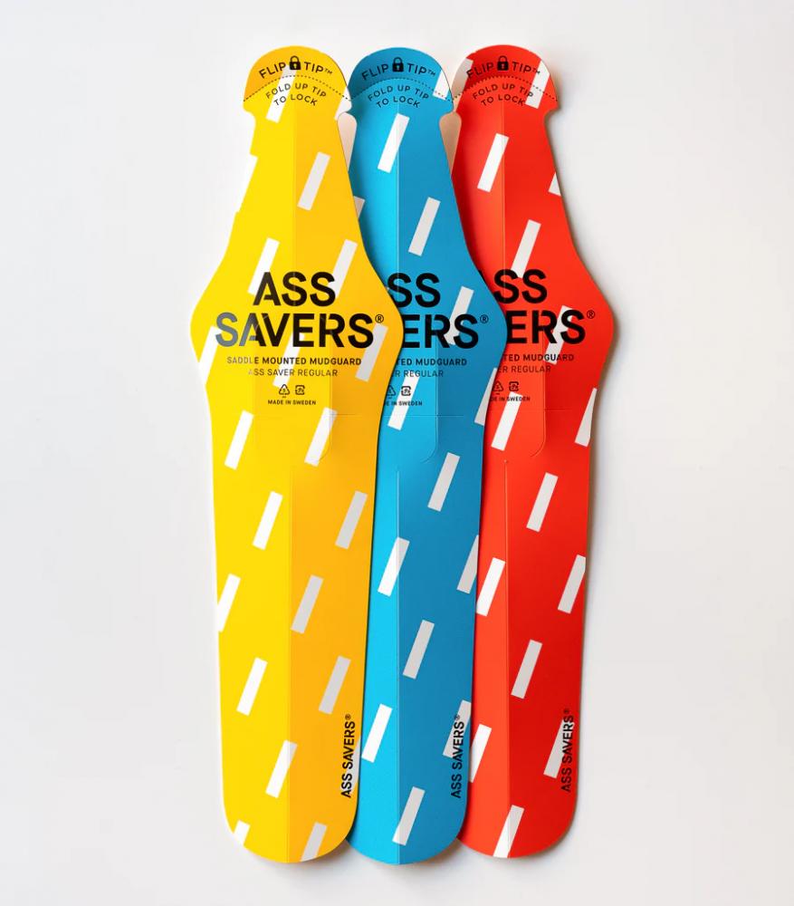 Ass Savers ASR-1 Regular Spritzschutz, Bold Rain Yellow, 19g, 380x102mm, für Reifen 23-35mm, FLIP-TIP Befestigung, hält dich trocken